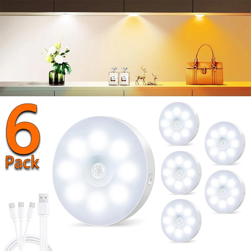 MotionGlowCo Motion Sensor Night Light – USB Rechargeable, Wireless & Magnetic for Closet & Stairs