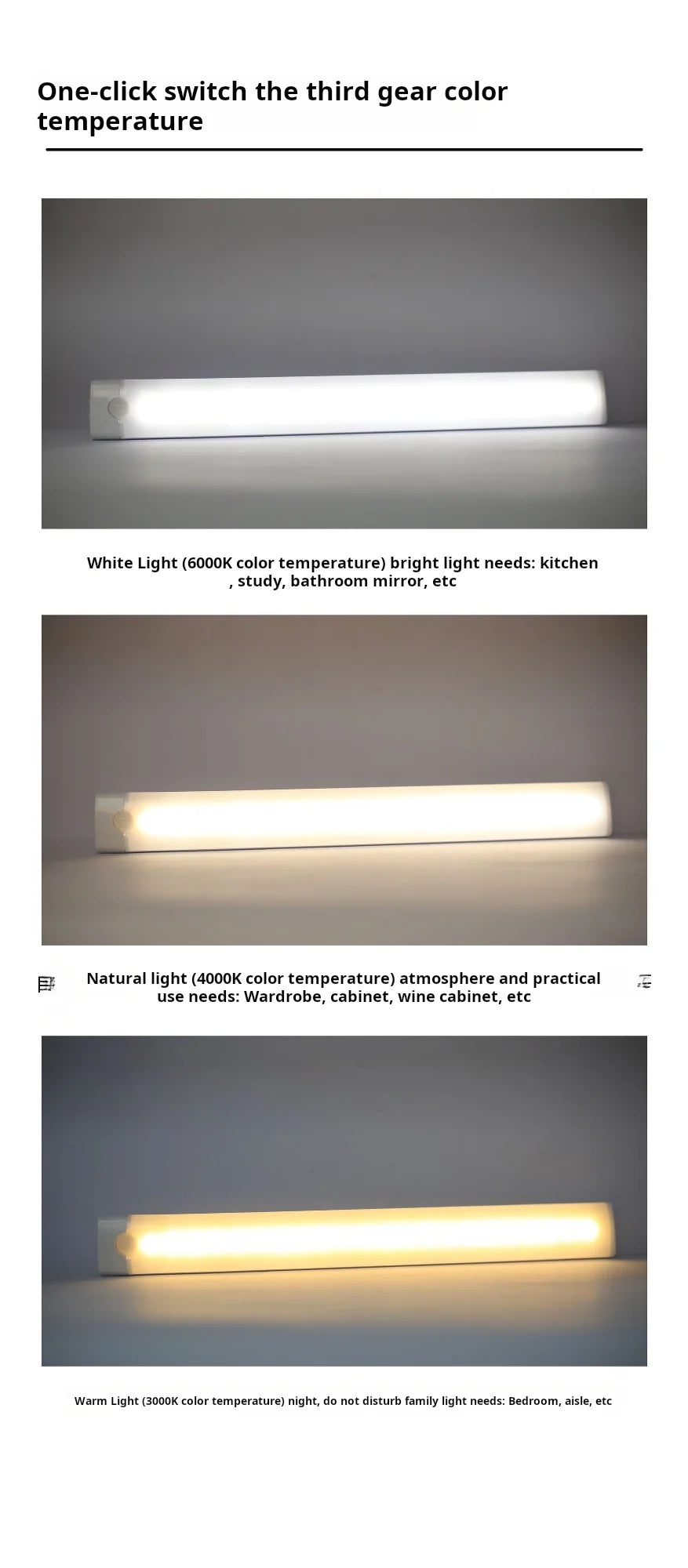 MOTIONGLOWCO 1pc Wireless Rechargeable LED Motion Sensor Cabinet Light