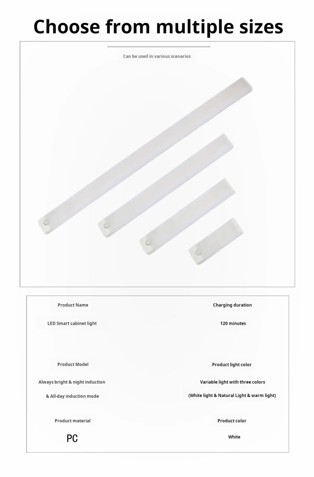 MOTIONGLOWCO 1pc Wireless Rechargeable LED Motion Sensor Cabinet Light
