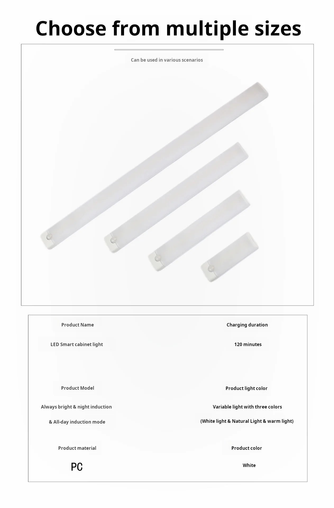 MOTIONGLOWCO 1pc Wireless Rechargeable LED Motion Sensor Cabinet Light