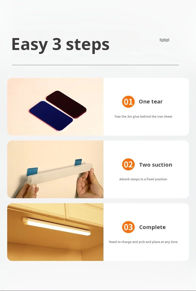 MOTIONGLOWCO 1pc Wireless Rechargeable LED Motion Sensor Cabinet Light