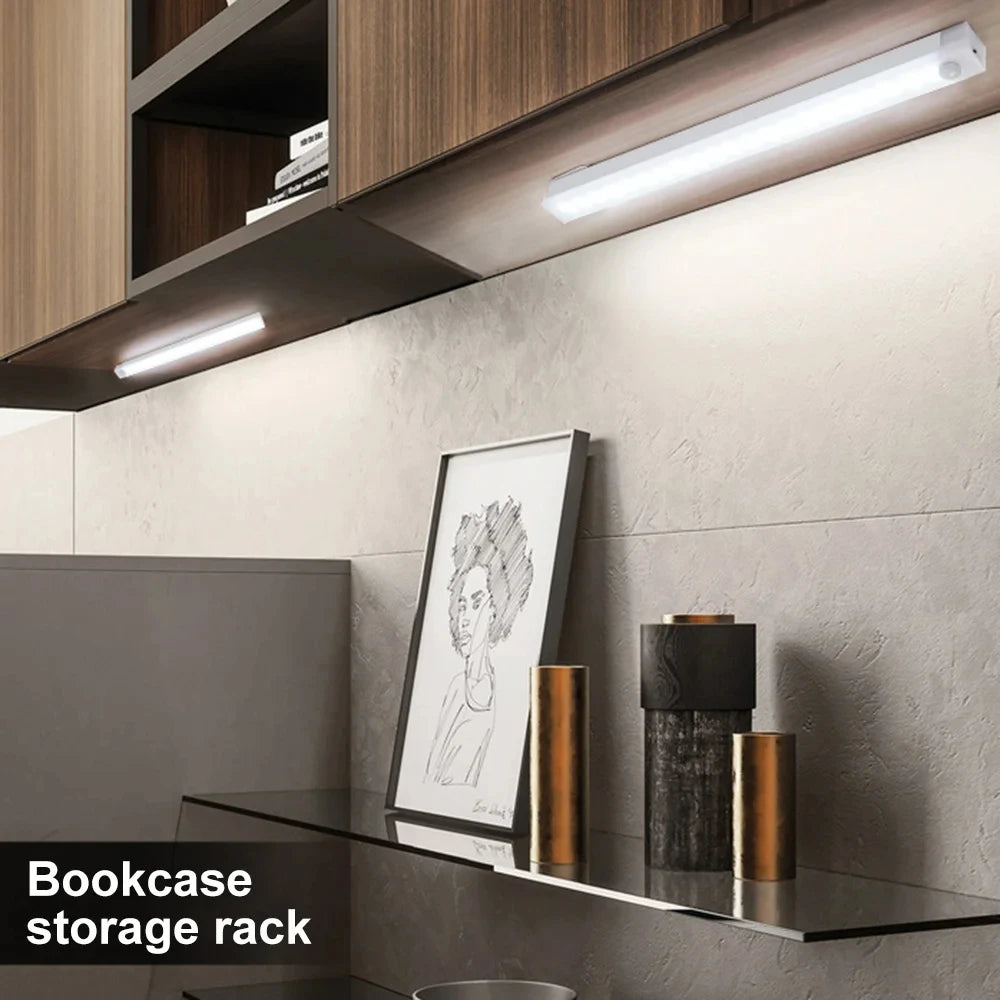 6pcs/Pack Motion Sensor Night Light ,Wireless Type C Rechargeable Lamp for Kitchen Cabinet Bedroom Wardrobe Staircase Light